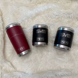 YETI Red Tumbler and Black Mug Trio
